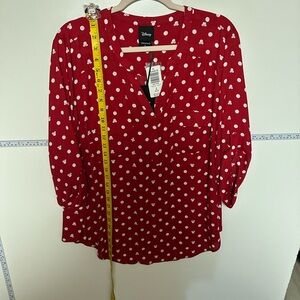 Torrid Disney Red Buttoned Blouse with Mandarin Collar